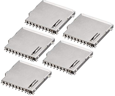 sourcing map SD Memory Card Socket Long Body 11 Pin PCB Mount Connector 5pcs