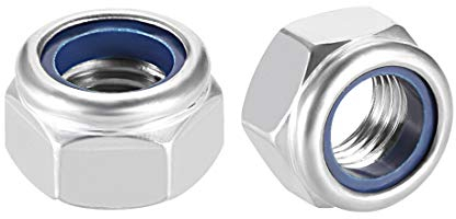 sourcing map 8 Stk.Nylon Einfügung Hexagon Sperre Nuss 304 Edelstahl Glatt Gehäuse M16x2mm de