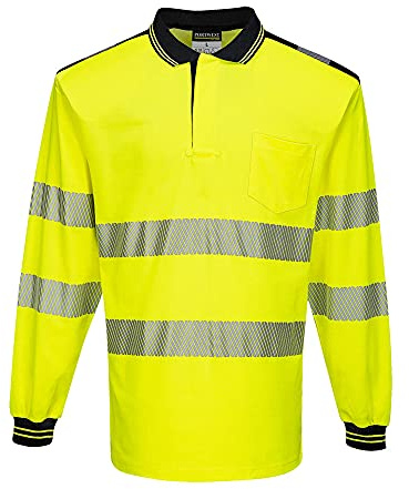 PW3 Hi-Vis Polo Shirt L/S - Color: YeBk - Talla: XL