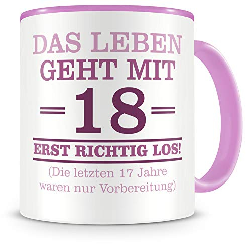 Samunshi® Tasse mit Spruch witzige Geschenke zum 18 Geburtstag Mann Frau Oma Opa Geburtstag Geschenkideen zum 18 Geburtstag rosa