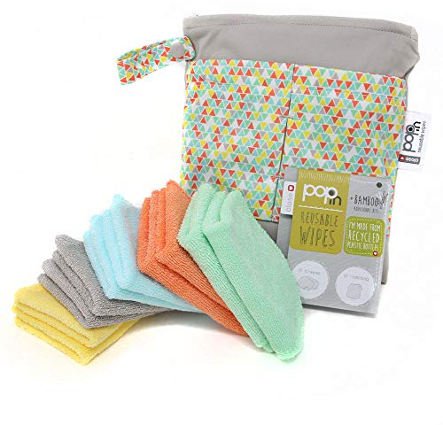 Close Pop-in Wiederverwendbare Bambustücher – 10 x waschbare Babytücher 20 x 15 cm, Pastellfarben, extra weich und wiederverwendbar, für Babys Hände und Gesicht