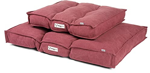 JAMAXX Hundekissen,Dicke weiche Komfort-Füllung, Bezug waschbar, Hunde-Matratze Bodenkissen Bezug Farben im modernen Vintage-Canvas Design, PDB1086 (L) 100x70 pink