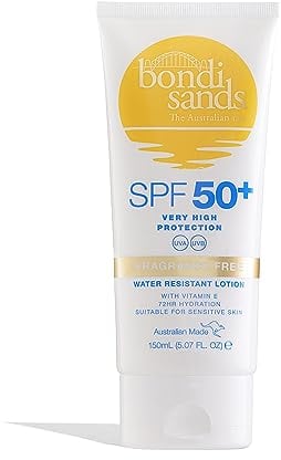 Bondi Sands SPF 50+ Fragrance Free Face Sunscreen Lotion, wasserfeste Sonnencreme