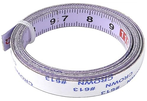 Righello autoadesivo con sistema metrico in acciaio inossidabile, metro a nastro con lettura da destra a sinistra, 0-5 m, per seghe, binari a T, strumenti per la lavorazione del legno (bianco)
