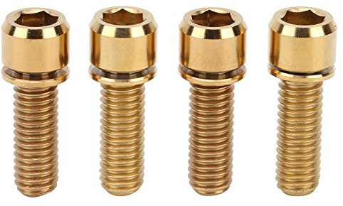 Keenso Vis de Tige de vélo, Portable 4 pièces M6 X 18 en Alliage de Titane vis de Tige de vélo de Montagne Ensemble de vis de Tige de Guidon de vélo(Or)