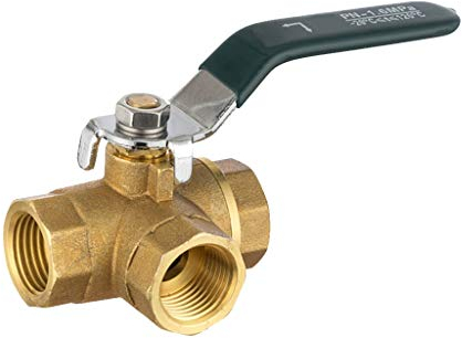 ANWUYANG 1/43/8 1/23/4 Messingkugelhahn, Voll L-Port-Gewindeverbinder, 3-Wege-Ventil Mit Griff, Wasserhahn-Wert Wasserfilteradapter (Size : 3/4)