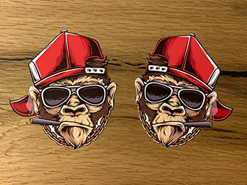 #894 / 2X COOL Monkey Aufkleber 9x8cm Motorrad Auto Sticker Biker Chopper Custom Bobber Skater Skateborad