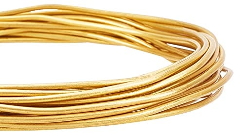 BENECREAT Alambre de cobre redondo de 5 m y 2 mm, alambre de latón dorado para abalorios, manualidades y joyería
