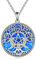 YFN Triple Moon Goddess Halskette Sterling Silber Pentagramm Pentagramm Opal/Türkis Anhänger Halskette Pagan Wiccan Magic Amulett Baum des Lebens Schmuck für Damen Herren 18 (Opal)