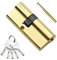 Bwintech 1 pièce Cylindre laiton Euro 30/40mm, Serrure barillet clé/clé 70mm avec 5 clés laiton horizontales, anti crochetage, anti perçage, anti claquement, anti choc, finition laiton poli