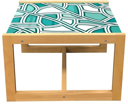 ABAKUHAUS Geometrisch Couchtisch, Elemente in Fliesenmuster, Acrylglas-Mitteltisch mit Holzrahmen für Büros Wohnheime, Klein Größe, Dunkle Seafoam und Weiß