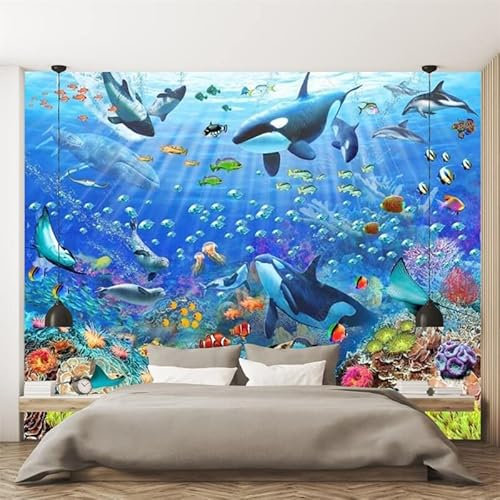 TANYANG Personnalisé Océan Océan Sous-Marin Monde Photo Fond D’Écran 3D Baleine Murale Salon Chambre Tv Fond Papiers Peints Décoration 350Cm(W)×245Cm(H)