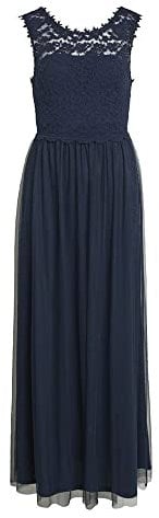 Vila Damen Kleid VILYNNEA Maxi Dress - NOOS Total Eclipse/Elastic (DE/NL/SE/PL, Numerisch, 40, Regular, Regular, total Eclipse)