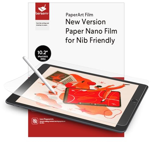 BERSEM 2-Pack Paper Screen Protector Compatible with iPad (10.2-Inch, 2021/2020/2019 Model, 9th / 8th / 7th Generation) Matte PET Film for Drawing, Write as Paper, Bubble Free