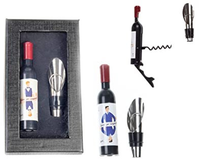 Set Sacacorchos Magnético + Tapón de vino en Caja Regalo - Abridores Abrebotellas Regalos Detalles Bodas Hombres Originales