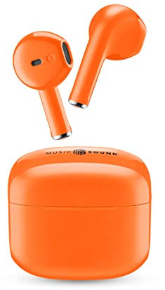AirPods Music Sound SWAG Auricolari Wireless a Capsula, Bluetooth, 20 Ore di Riproduzione, Auto Pairing, Controlli Touch, Case Compatto - Arancione