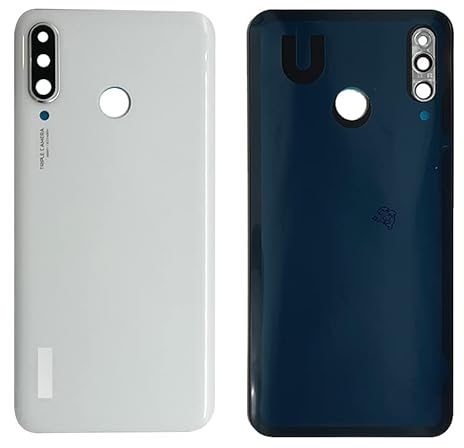 iYAiYO Tapa trasera de cristal con lente cámara para Huawei P30 Lite 48 MP pieza de repuesto de la carcasa tapa de batería trasera con adhesivo preinstalado-blanco