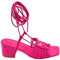 Sandalo Donna Fucsia Intrecciato in camoscio Tacco Basso Largo Comodo 4cm Lacci alla Schiava Moda Linea Basic Cerimonia (39 EU)