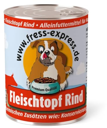 fress-express Premium Nassfutter für Hunde 6X 800g I 100% Geflügel aus Deutschland I Hundenassfutter I Für große und kleine Hunde mit Allergien und Magen- Darm Problemen (Rindfleisch)