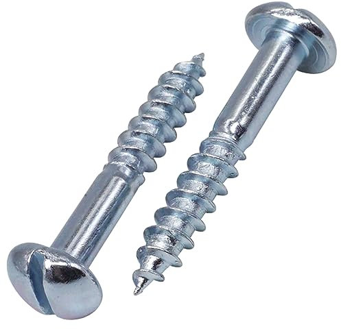 SKIR'CO (50 pièces) Vis à Bois Acier Zingué 4.0 x 25 mm, Vis à Bois Tête Ronde Fendue, Vis DIN 96