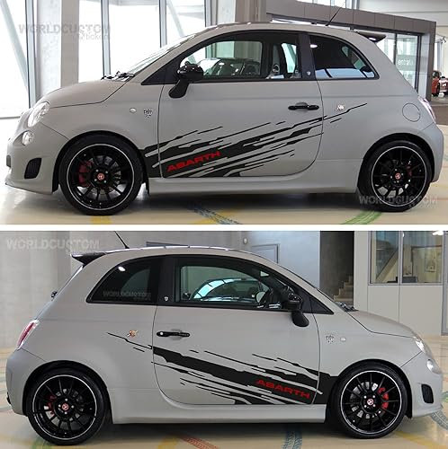 Adesivi Stickers Kit Grafica Astratta compatibile con Fiat 500 ABARTH Auto tuning Sport (Borgogna)