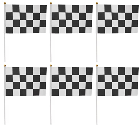 Dilwe 10er-Pack Karierte Flagge, schwarz-weiß Karierte Rennflagge, Handschwenkende Flaggen, DIY-Dekoration für RC-Rennwagen, Sportaktivitäten, Heimparty
