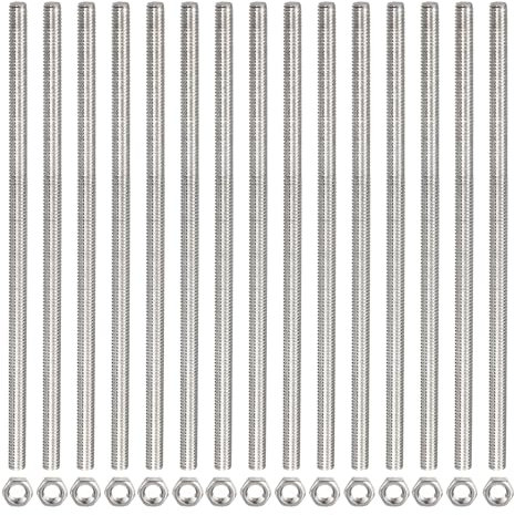 QUARKZMAN 15 Paquet M4 x 300mm Entièrement Fileté Tige avec 15 Paquet Hex Écrous, 0,7 mm Filetage Pas 304 Inox Acier Droite Main Fileté Tiges Barre Goujons