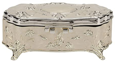 MISNODE Vintage-Schmuckkästchen, Klein, Weiß, Schmuckkästchen, Emaille, Schmuck-Organizer, Halsketten, Ohrringe, Schatztruhe, Schmuckkästchen, Dekorative Box für Hochzeit, Geburtstag, Geschenk, Heimde