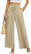 BEIGAI Damen Hosen Weite Lose Gerade Geschnitten Palazzo Hose Hohe Taille Dehnbar Lounge Elegante Hose mit Taschen,Khaki,M