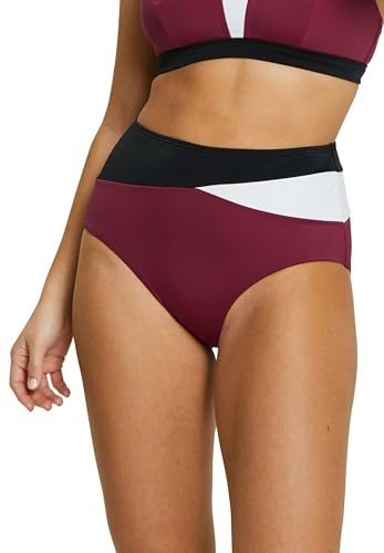 SANS COMPLEXE Femme Beyond The Beach Maillot De Bain, Culotte Taille Haute, Colorblock Prune, 38-40 EU