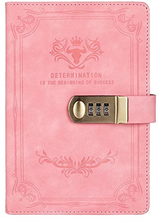 Tyenaza Waterproof Lock Journal - PU Leather Diary with Password Lock and Pen Slot for Teen Girls