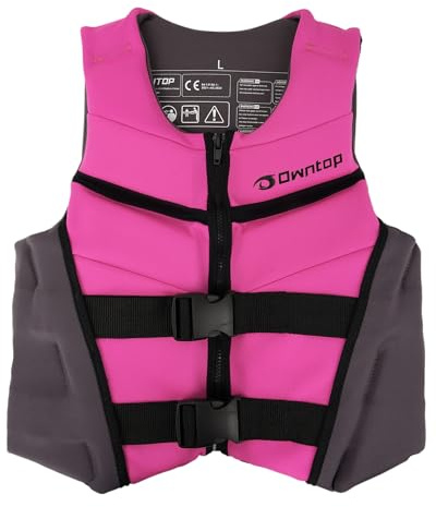 Owntop Swim Jacket Youth 75-125 lbs, Neoprene Swim Vest Kids, Lightweight, Quick-Dry, Buckles Zipper, Kayak, Swimming Training, Boating, Watersports (Fuchsia, L)