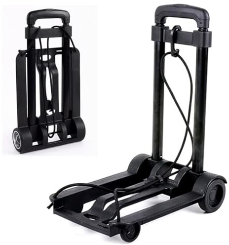 GEEZY Folding Hand Truck Trolley Heavy Duty Sack Cart Carrier Portable Lightweight Adjustable Handle Noiseless Wheels with Durable Cord Moving Luggage Office Auto Travel Warehouse 30kg