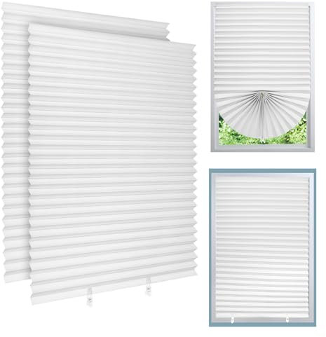 2 Pack Temporary Blackout Blinds, 180 * 90cm Stick on Curtains Blackout Blinds No Drill Blinds Blackout Curtains for Bedroom Kitchen Bathroom Windows Bedroom, Nursery, Loft, Travel RV Car(White)