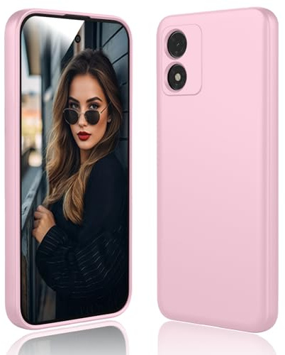 DESSEN Hülle für Motorola Moto E13 - Flüssige Silikon Handyhülle mit Kratzfestem Mikrofaserfutter Weiche TPU Schutzhülle Stoßfeste Bumper Cover Dünn Case, Rosa