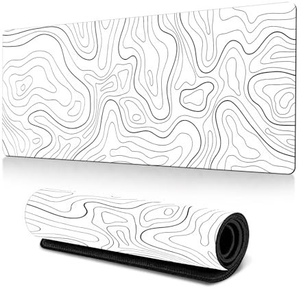Tech Stor3 Tappetino mouse XL Gaming Mouse pad fantasia astratto bianco, 70 x 30 cm, fantasy abstract white con base antiscivolo, aderente e liscio, adatta ad ogni mouse, tastiera e laptop