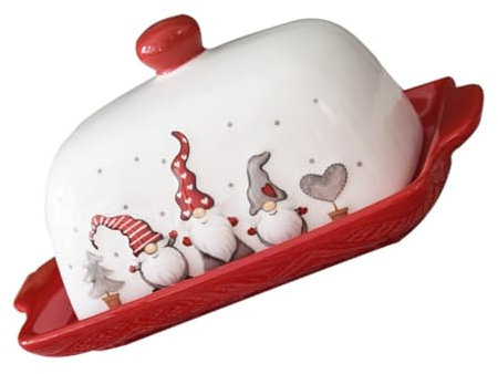 Garneck Butterdose Aus Keramik Mit Deckel Für Arbeitsplatte Butterdose Mit Zwergmuster Butterdose Aus Porzellan Butterbehälter Für Valentinstag Hochzeit Urlaub Bauernhaus
