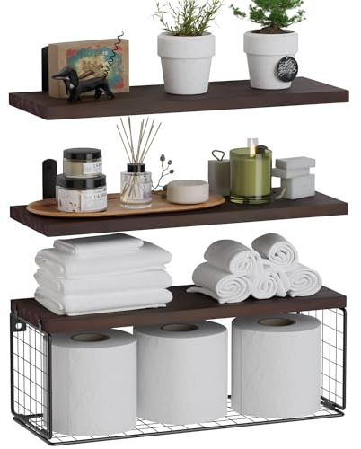 ZVZM Wandregal, 3+1 Stück Holz Regal für Küche, Badezimmer, Wohnzimmer, Schlafzimmer Oder Büro - Schweberegal Regalbrett