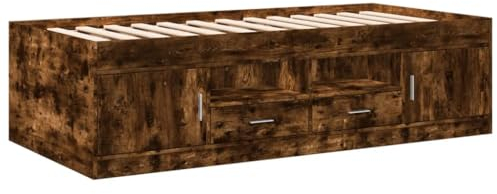 vidaXL Tagesbett mit Schubladen, Gästebett mit Stauraum Sperrholzlatten, Sofabett für Wohnzimmer Schlafzimmer, Bett, Modern, Räuchereiche 90x190cm Holzwerkstoff