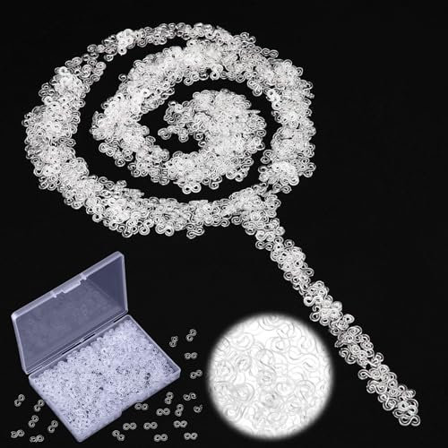 KkvoGmle 500pcs Loom Bands S Clips Clear Loom Band Hooks S Clip Rubber Band Bracelet Connectors Refills Kit Clips for Craft Making DIY Bracelet Connector Weaving Jewelry Accessories