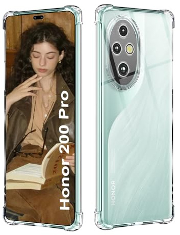 ISOI - Funda Compatible con Honor 200 Pro 5G, con Parachoques de Airbag a Prueba de Golpes Protección Completa,Carcasa Protectora de Silicona TPU Suave Ultrafino - Transparente