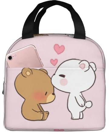 YQTGBCED White Bear - Lonchera con estampado de oso marrón para adultos, bolsa de almuerzo aislada multifuncional para comidas frescas cada vez