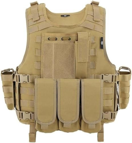 PBTMCD Tactical Plate Carrier Molle Airsoft Vest, Swat Paintball Vest Armor Vest(Tan)