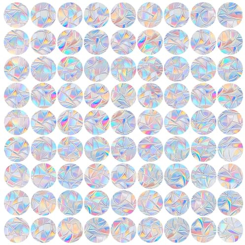 96PCS Round Window Decals for Bird Strikes Anti Collision Decals to Save Birds from Collisions,Non Adhesive Reusable Vinyl Rainbow Window Stickers