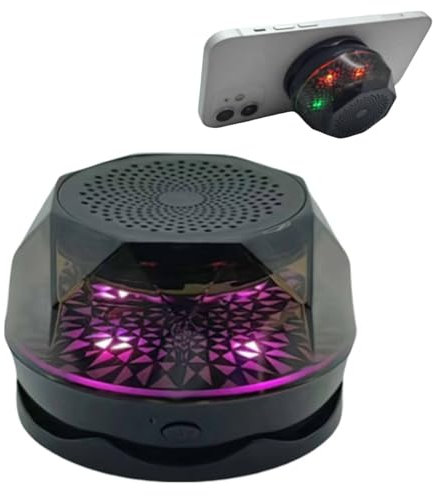 Magnetic Bluetooth Speaker, Portable Bluetooth Speaker with RGB Light, Waterproof Wireless Speaker, Phone Stand for Iphone Series, Small Speaker for Shower, Camping, Party, Desk (Black)