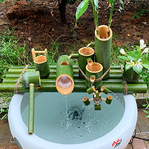 GLJTUO Décoration De Jardin Japonais/Fontaine d'eau D'Intérieur, Fontaine De Jardin Zen, Fontaine d'eau en Bambou, Paysage Aquatique pour Étang, Aquarium, Cour, Créativité,35cm/13.8in