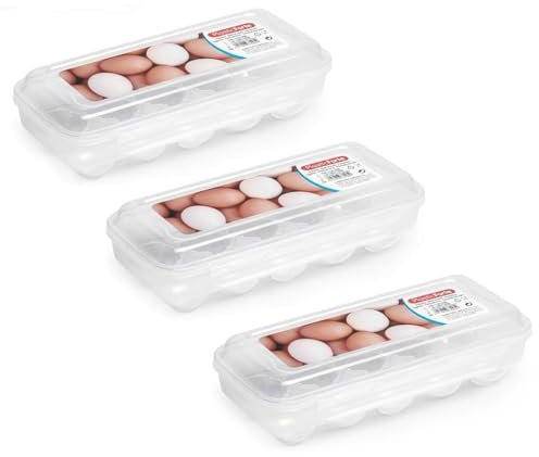 meberg PF1141206_x3 Eierbox für 10 Eier 3er Set transparent Kunststoff BPA frei Eier-Transportbox stapelbare Eieraufbewahrung Aufbewahrungsbox Eierbehälter für Kühlschrank