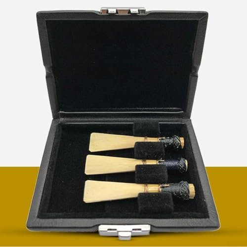 HEBEOT Fagott-Rohrblätter-Koffer aus Holz für Oboe und Fagott zur sicheren Aufbewahrung von 3 Blättern während der Reise, 9,2 x 7,9 x 2,2 cm