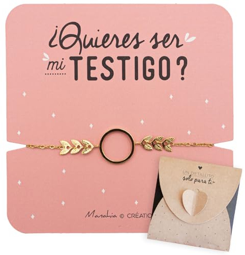 Manahia - Pulsera testigo boda - Acero inoxidable - ¿Quieres ser mi testigo? - Petición, anuncio boda, joya ceremonia, pulsera mensaje, propuesta dama de honor
