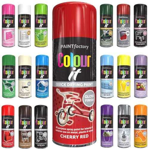 Pack of 4 Spray Paint Cherry Red Gloss Aerosol 400ml Cans - Quick Dry, All Purpose Spray Paint for Interior and Exterior Ideal for Wood, Metal, Plastic, Indoor & Outdoor Use